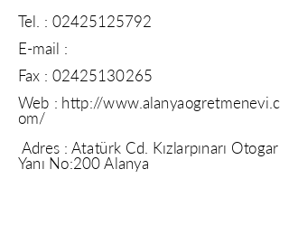 Antalya Alanya retmenevi iletiim bilgileri